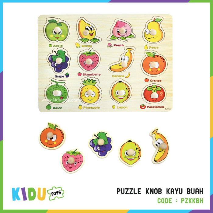 Mainan Puzzle Kayu Puzzle Knob Kayu Buah Kata Wajah | Shopee Indonesia