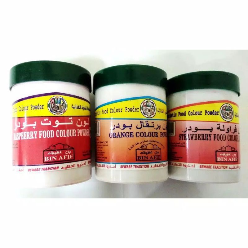 

Saffron Bin Afif 100g Pewarna Makanan Warna Strawberry dan Raspberry juga Orange