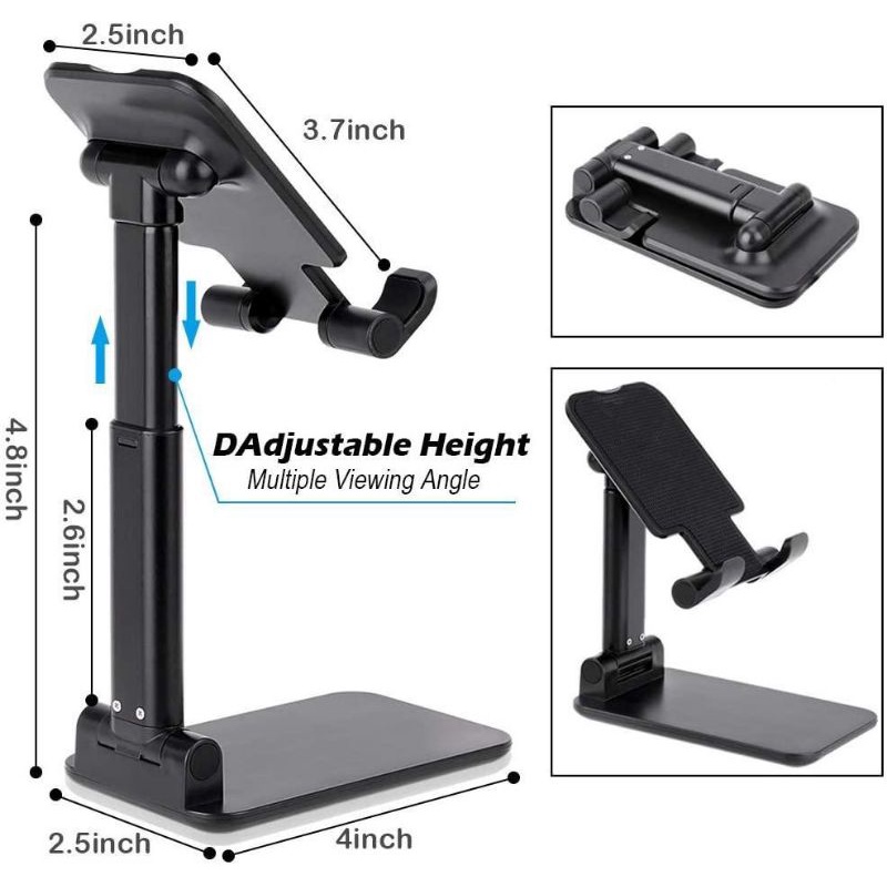 Phone Holder Standing Hp For Iphone Andorid Tablet Tab Stand Universal Folding Desktop Phone Stand Untuk Zoom Bisa Dilipat Dan Naik Turun