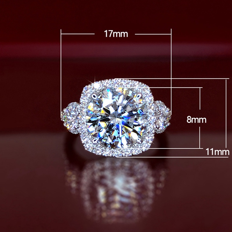 Cincin Wanita Warna Silver Bling CZ Untuk Pernikahan