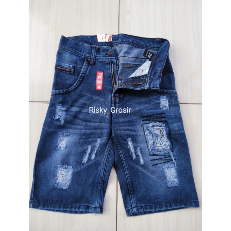 Celana Jeans Pendek Sobek Pria Ripped Jeans Distro Size 27-32