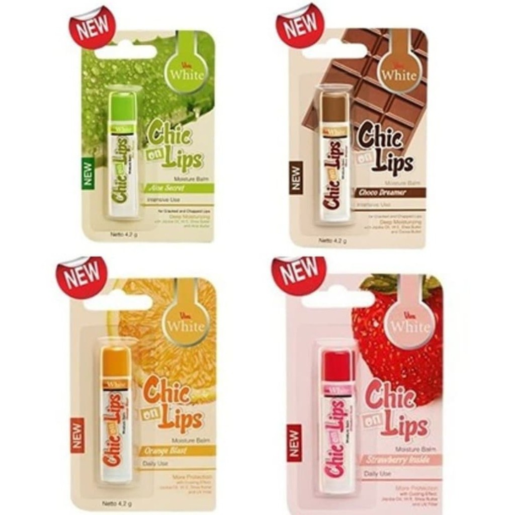 CUCI GUDANG Viva White Chic On Lips Moisture Balm Strawberry Inside / Aloe Secret / Orange Blast / Choco Dreamer