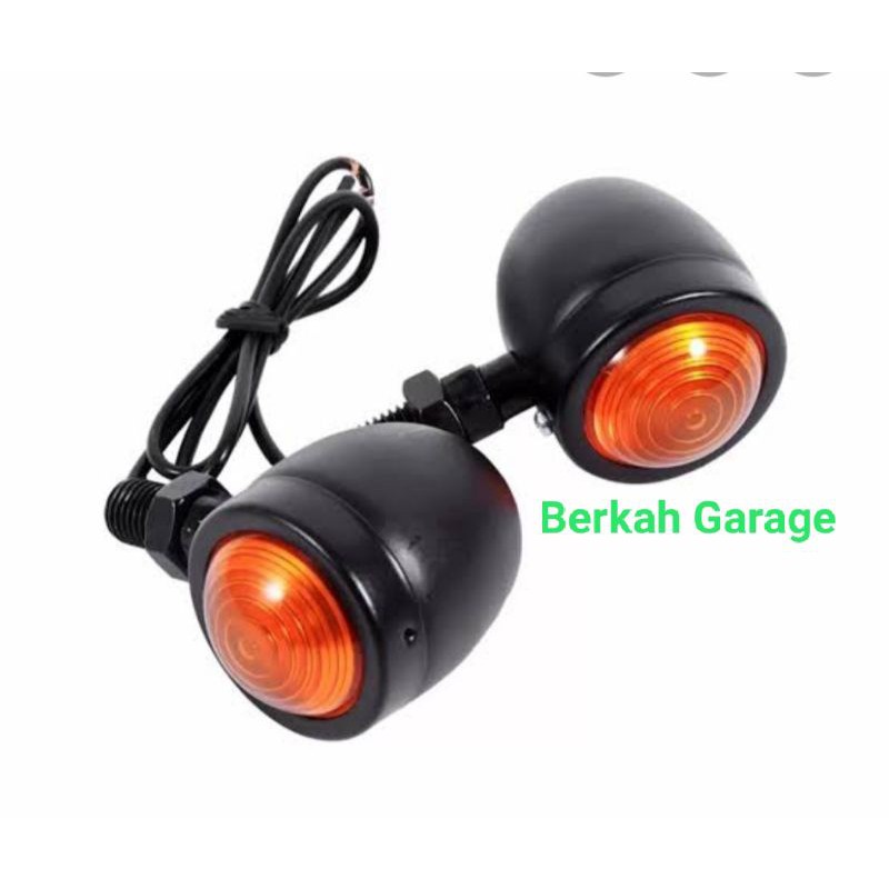 Lampu Sen Model Cb Bulat Hitam Mini Sepasang