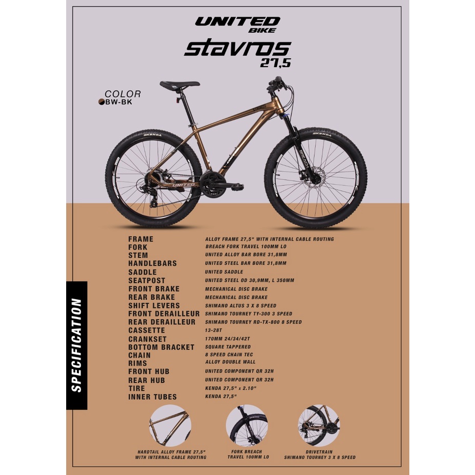 SEPEDA GUNUNG MTB UNITED 27.5 STAVROS 24SP (20.1)