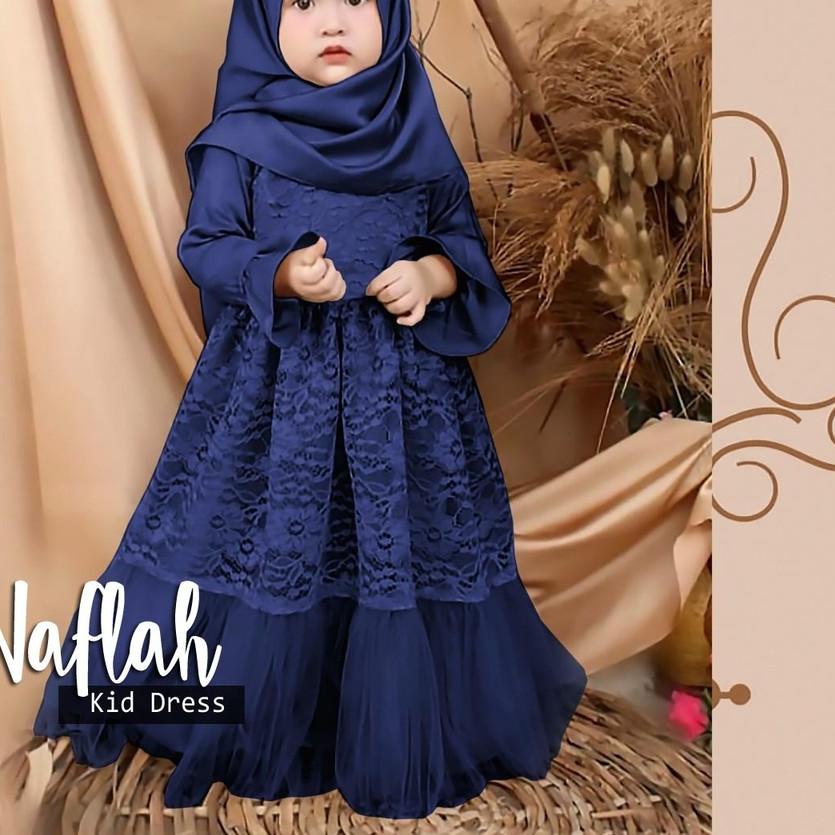 ☚ GAMIS SYARI ANAK PEREMPUAN BROKAT SATIN TILE NAFLAH | MAXI DRESS PANJANG FASHION MUSLIM CEWEK BRUK