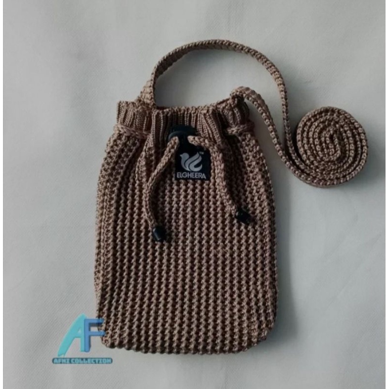Tas Serut Rajut - Tas Mini Slingpouch Rajut - Tas Handphone Rajut