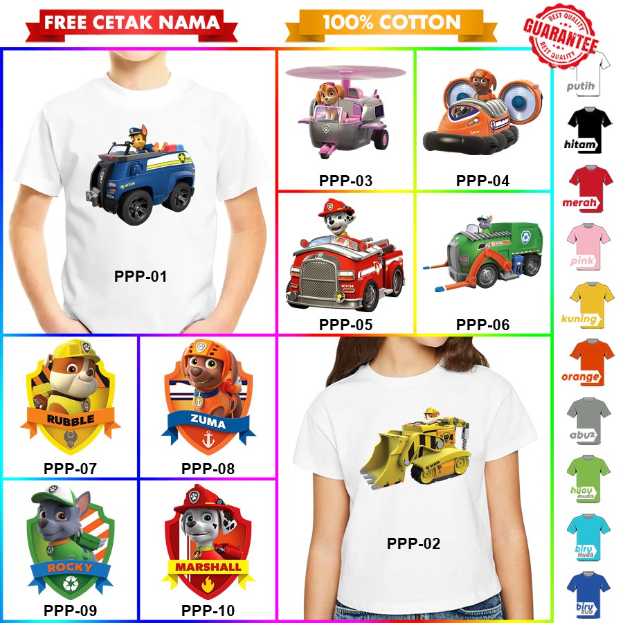 [FREE NAMA!!] Baju Kaos COUPLE  ANAK DAN DEWASA PAW PATROL PAWPATROLBANYAK MOTIF