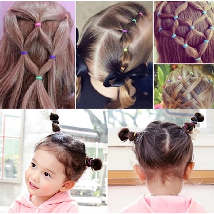 A14 KARET IKAT RAMBUT SATU TABUNG 1 ikat pita scrunchie kunciran hair anak remaja ibu headband bahan aksesories jepitan extension palsu hiasan kepala tiara mahkota kunciran kuda hitam fashion head cantik murah termurah viral pastel warna lucu imut