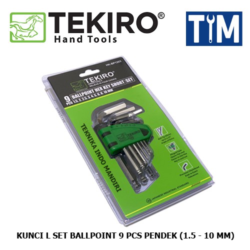 TEKIRO Kunci L Set Ballpoint Pendek 9 PCS ( 1.5 - 10 MM )