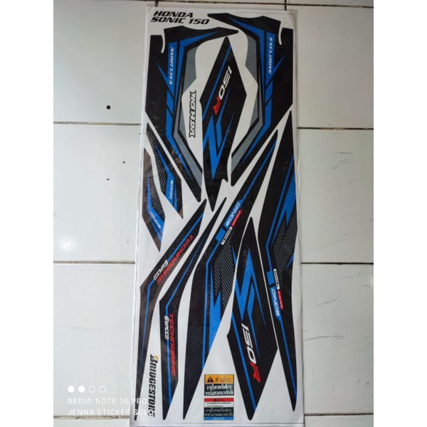 Striping sticker variasi honda sonic 150 R grafis biru