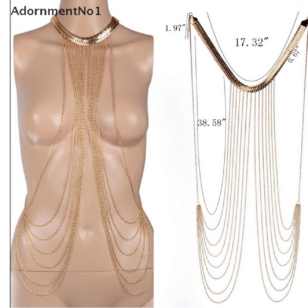 (AdornmentNo1) Kalung Rantai Badan Sexy Bahan Alloy Aksen Rumbai Untuk Perhiasan Wanita