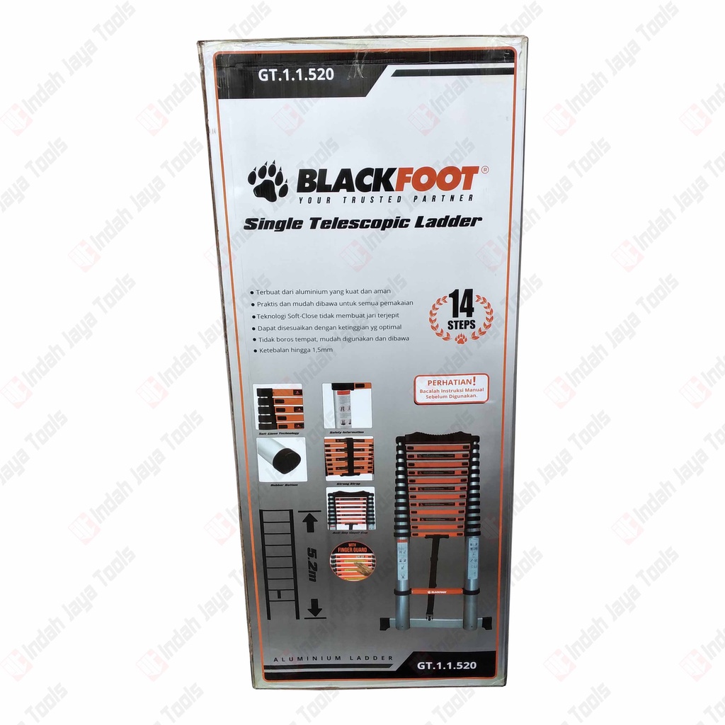 BLACKFOOT Tangga TELESKOPIK SINGLE 5.2 M Lipat Alumunium Meter