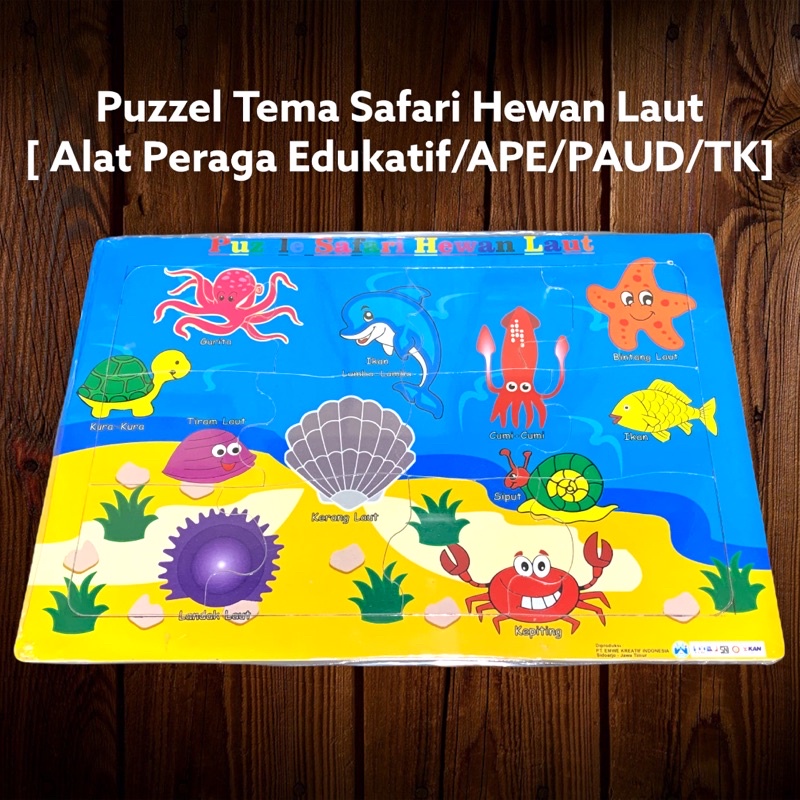 Mainan Edukasi Anak Puzzel Kayu - Puzzel Tema Hewan Laut [Alat Peraga Pendidikan Edukatif/APE/PAUD/T