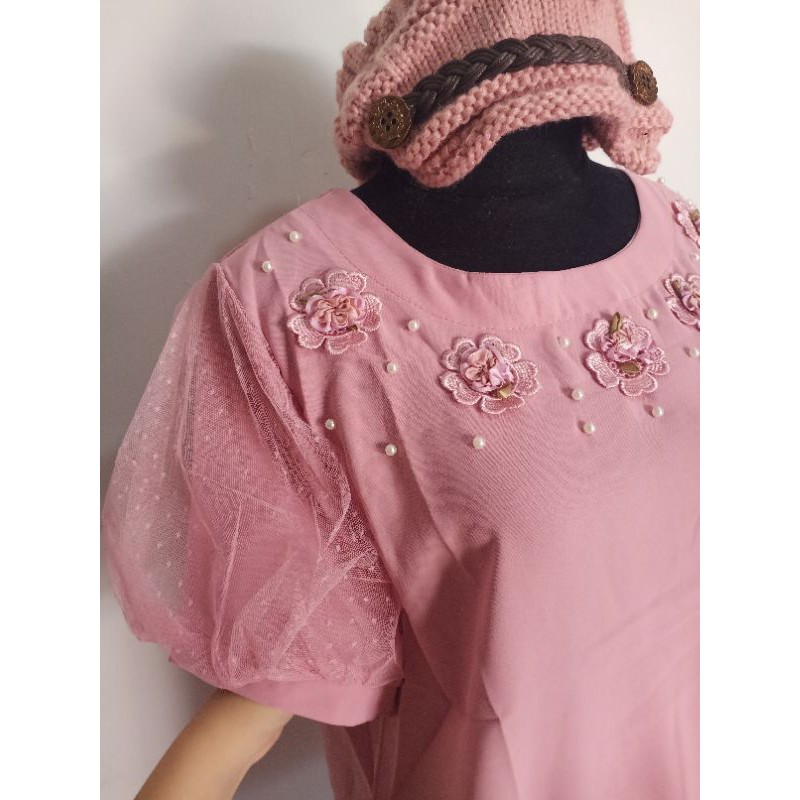 daisy blouse lengan pendek model lengan balon / blouse kerja wanita / blouse lengan balon / atasan k