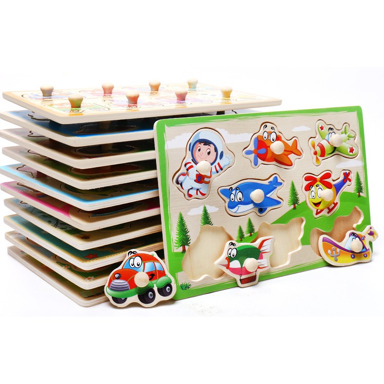 Mainan Edukasi Puzzle Kayu KNOB KECIL / Jigsaw Puzzle Wooden Puzzle Knop Full Color Colorful