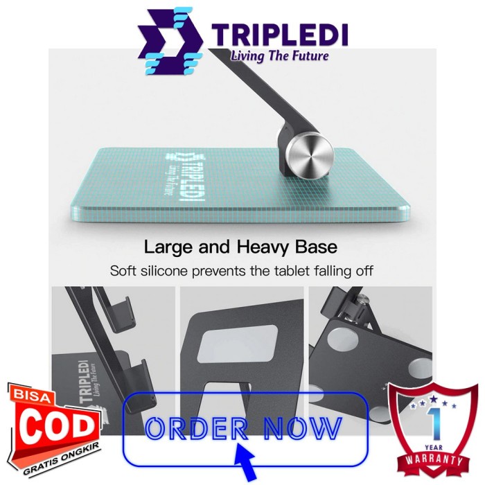 Tripledi Holder Stand Aluminium Desktop Pos Meja Kasir Hp Tablet Ipad