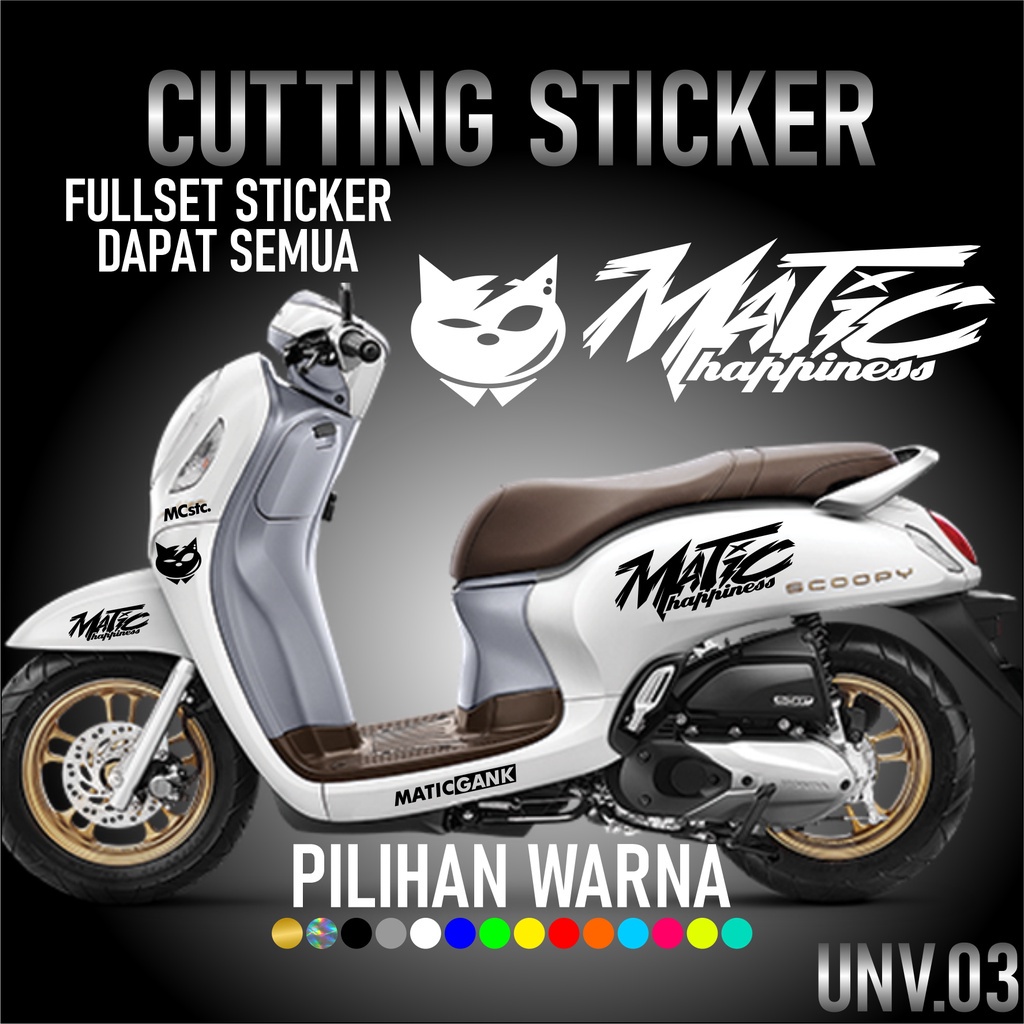 Cutting Sticker Matic Happines Satu Set  Aksesoris Stiker Striping Motor Honda Scoopy 2010 2022 New 