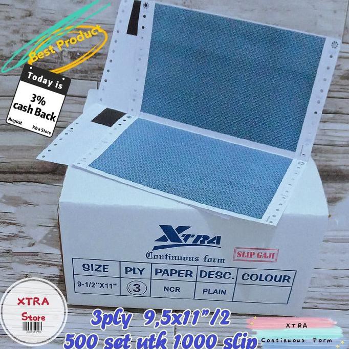 

kertas slip gaji carbonise biru 3ply 9.5x11"/2 isi 500set - Biru