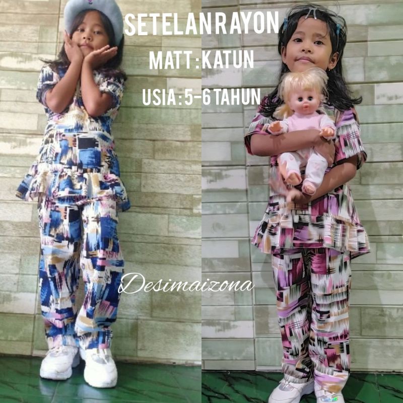 SETELANA RAYON ANAK//MOTIF BARU//ONE SIZE 5-6 TAHUN