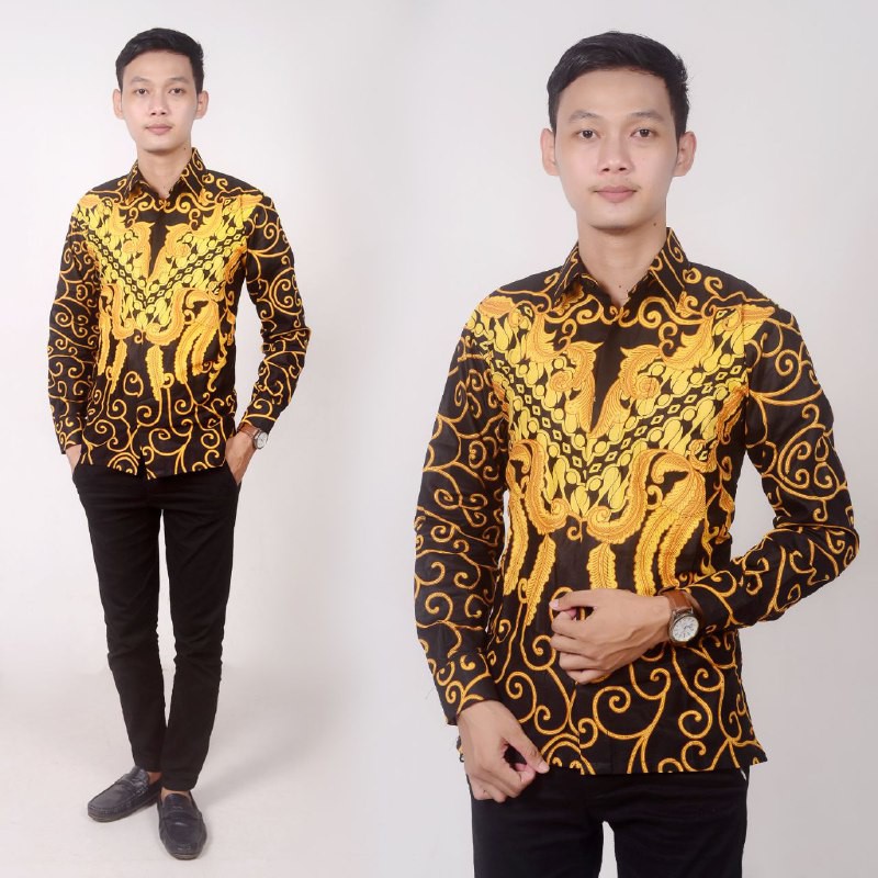 BSWART BATIK HRB026 Kenongo Hem Pendek Padi Pekalongan M L XL Batik Pria MURAH