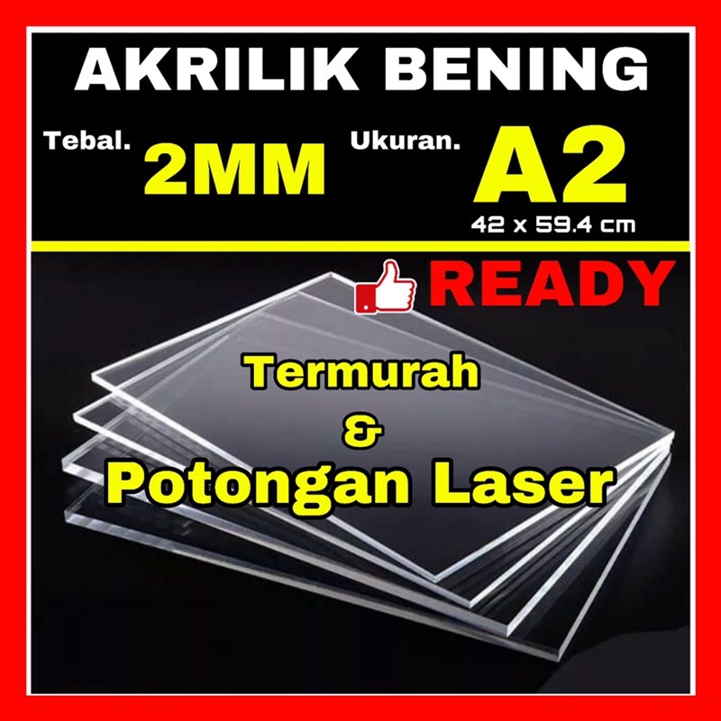 Akrilik Bening Lembaran A2 2mm / Acrylic Transparant