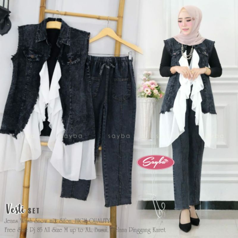 SETELAN WANITA /STELAN JEANS/HIGH QUALITY/ VESTI SET/VEST SET/ZASKIYAS SET/JUJU SET/ONE SET-2