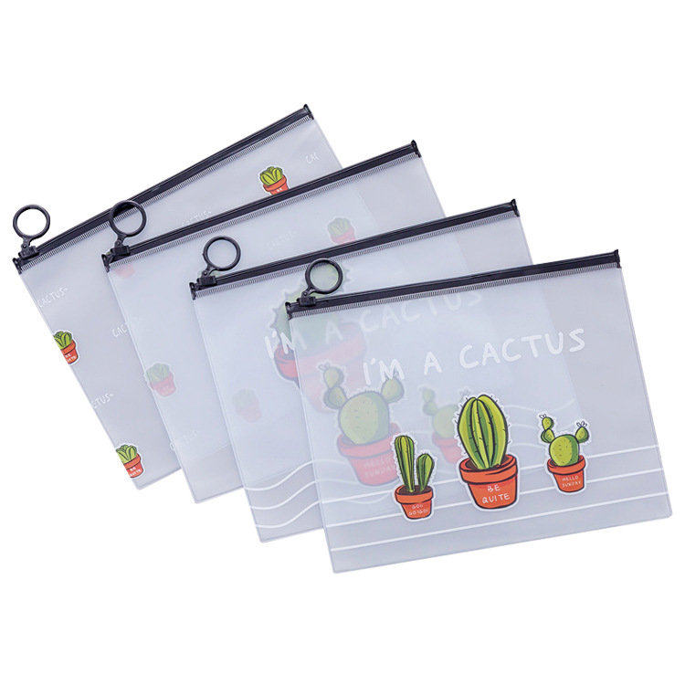 1/100Pcs  Cactus Zip Lock Plastic Bags  / Kawaii Stationery  Zip Lock Pencilcase Storage Bag Organizer for School supplies