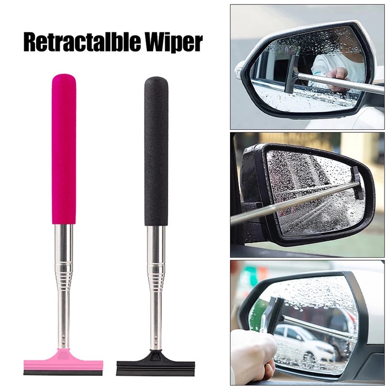 Portable Retractable Car Rearview Mirror Windshield Wiper / Quickly Clean Water Fog &amp; Dirt Glass Cleaning Tool