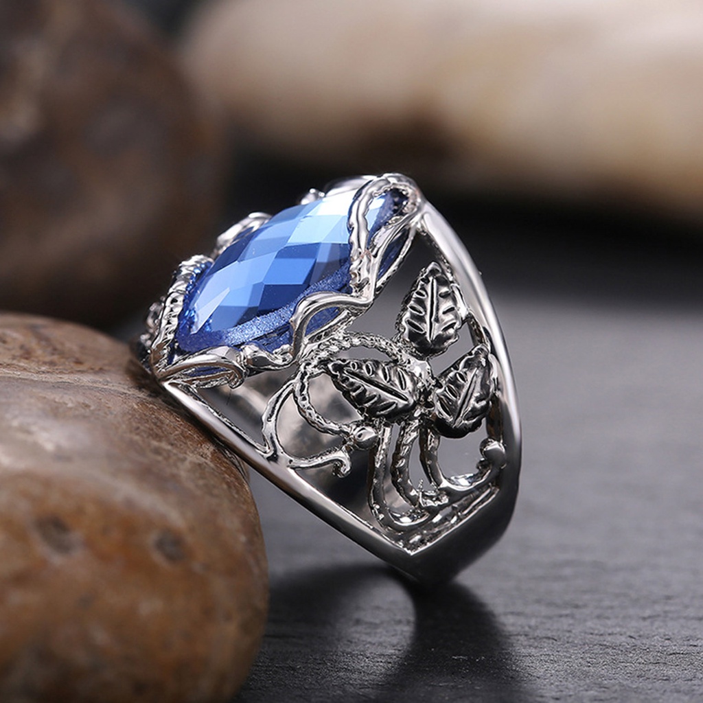 Hu Hu Hu Hu Hu Alat Bantu Pasang Kacamata♡ Cincin Bentuk Cabang Bunga Bahan Alloy Gaya Retro Untuk Wanita