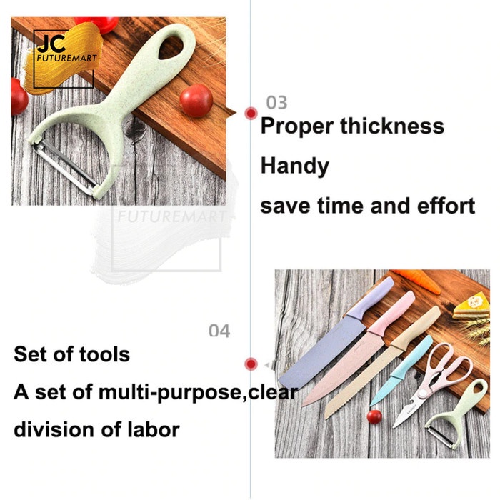 PISAU DAPUR SET 6 PCS | KITCHEN KNIFE CORRUGATED COLORFUL ER-0278 promo