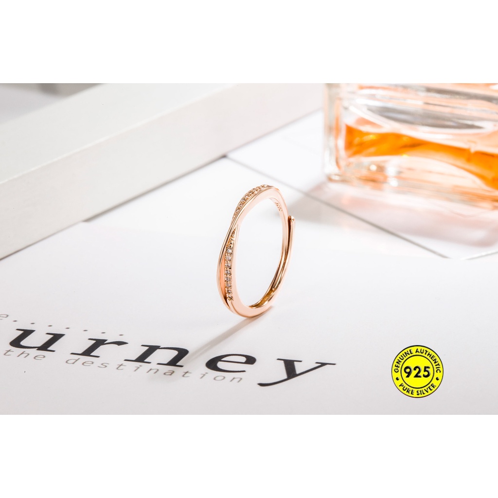 Cincin Berlian Baris Tunggal Bahan S925 Silver Untuk Wanita