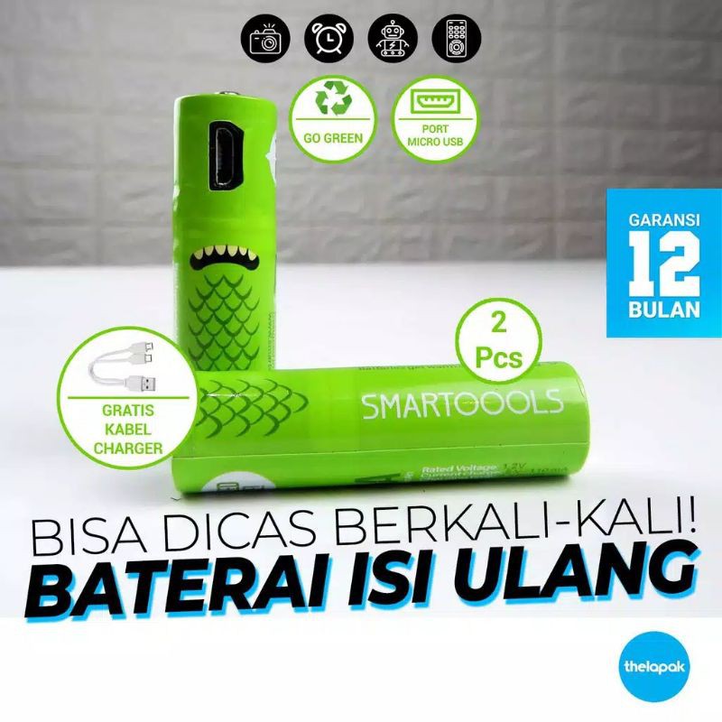 MICROBATT Baterai Cas AA Micro USB 1000mAh isi 2pcs