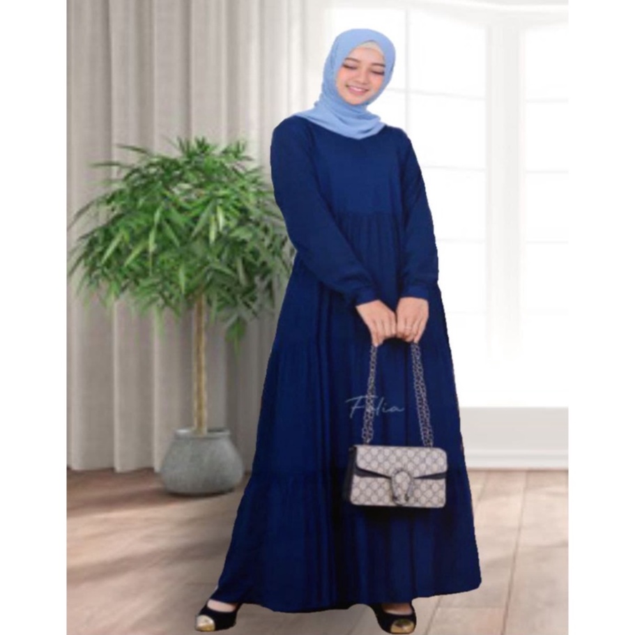 baju gamis susun kekinian busui mat katun toyobo (gamis polos ) gamis kekinian