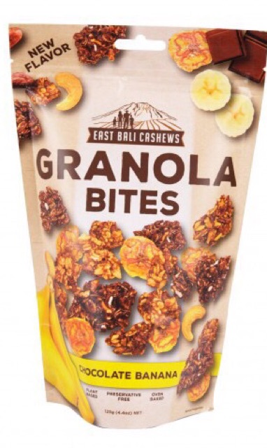 East Bali Cashews Granola BITES CHOCOLATE BANANA 125gr (TERBARU) - ChocolateBNN