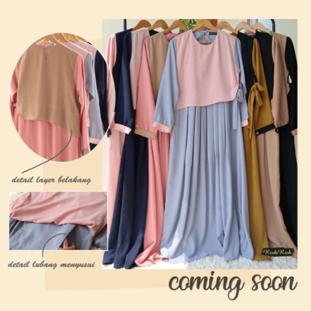 Gamis Asiyah by Riskirich Gamis Hijab Syari Polos Warna gelap Wafirah Store