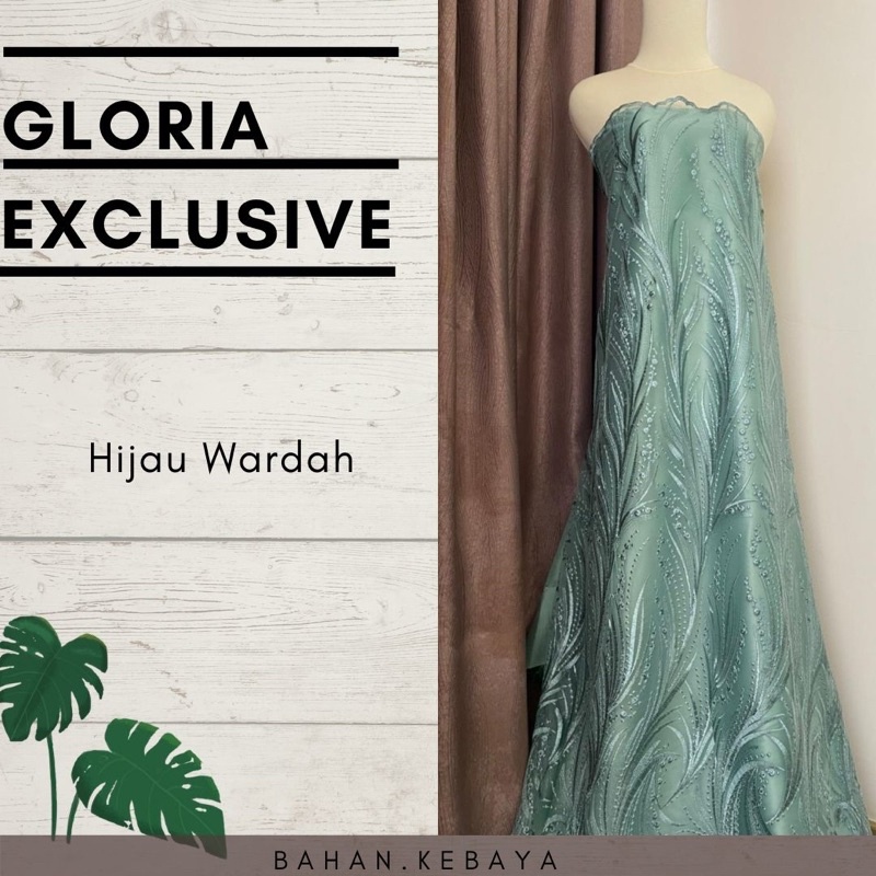 Bahan Kebaya Kain Brukat Brokat Tile Mutiara Gloria Exclusive Warna Hijau Wardah Mint