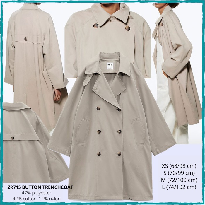 Coat Wanita Zr715 Button Trenchcoat