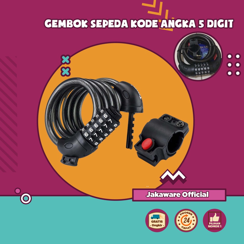 GEMBOK SEPEDA KODE ANGKA 5 DIGIT BAN SEPEDAH ANTI MALING PENGUNCI KUNCI MTB GUNUNG ROADBIKE BALAP LI
