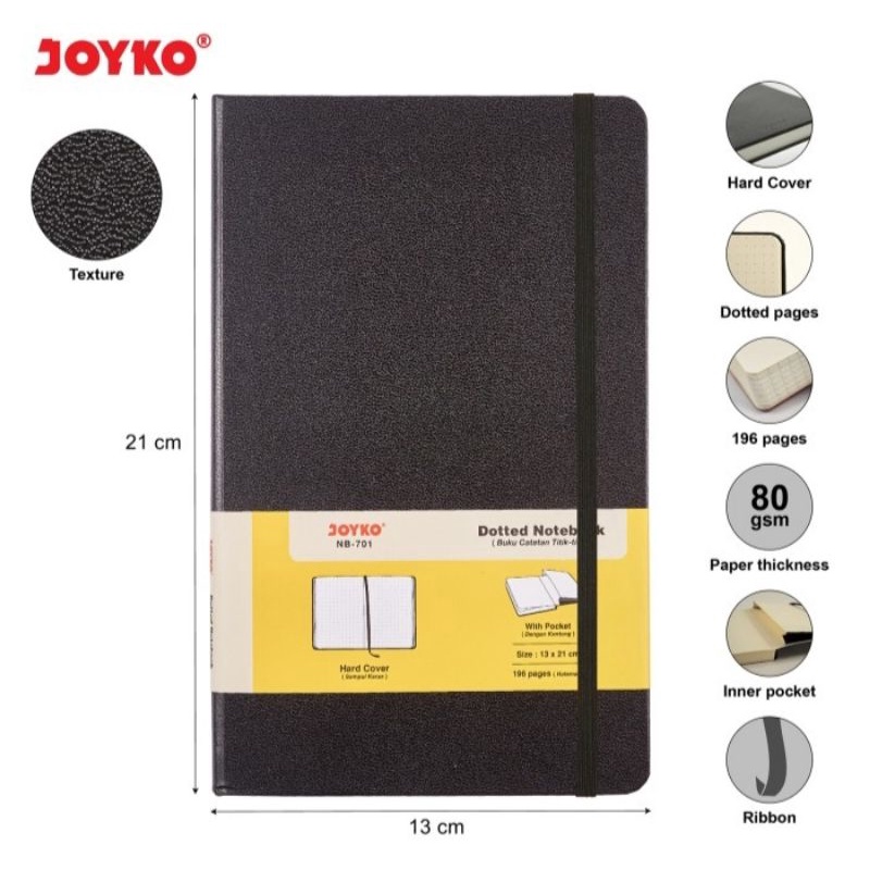 

JOYKO GRID NOTEBOOK DIARY 13x21cm / 196 HALAMAN / NB-702