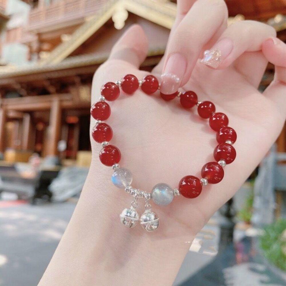 Mxbeauty Wanita Opal Gelang Beruntung Adjustable Perhiasan Aksesoris Gadis Hadiah Warna Solid Temperamen Teman Manik-Manik Bulat