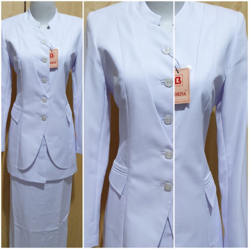 blazer putih seragam perawat baju rumah sakit blazer  Lolani