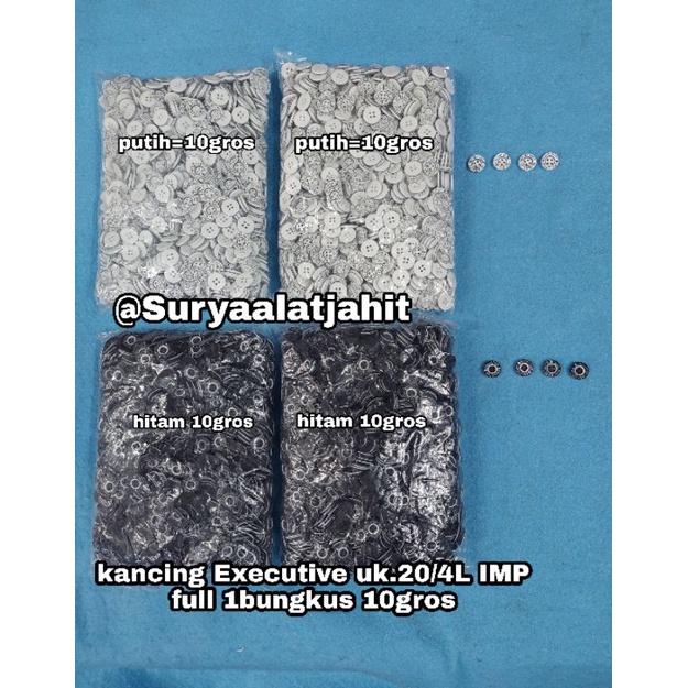 Kancing kemeja Grafir 20/4L/1.3cm Executive @1pak =rp.85.000/10gros