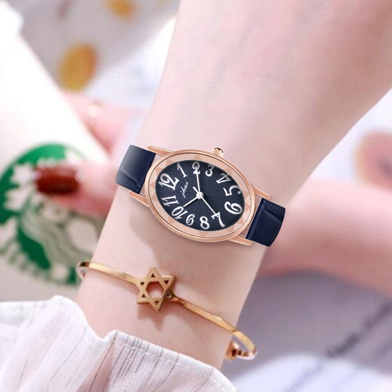 SANGCAKRA COD - Jam Tangan Wanita Fashion Kulit Retro Round Small Women Watches Analog Cewek Dengan Strap Pu Leather Dial Angka Korean Fashion Import - JW52