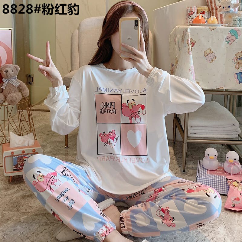 Piyama Pp JOGGER -  PUTIH/ Piyama Oversize Bahan Kaos Baju Tidur Wanita