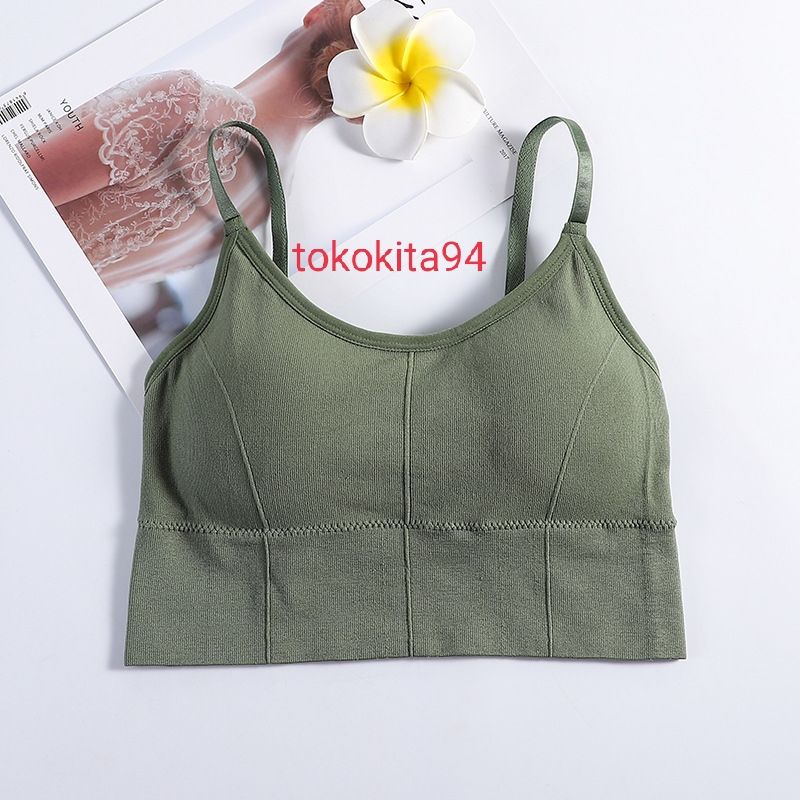 Sport Bra Wanita Import Polos Garis 1pcs - Bra Wanita BH Pakaian Dalam Garis Satuan Olahraga