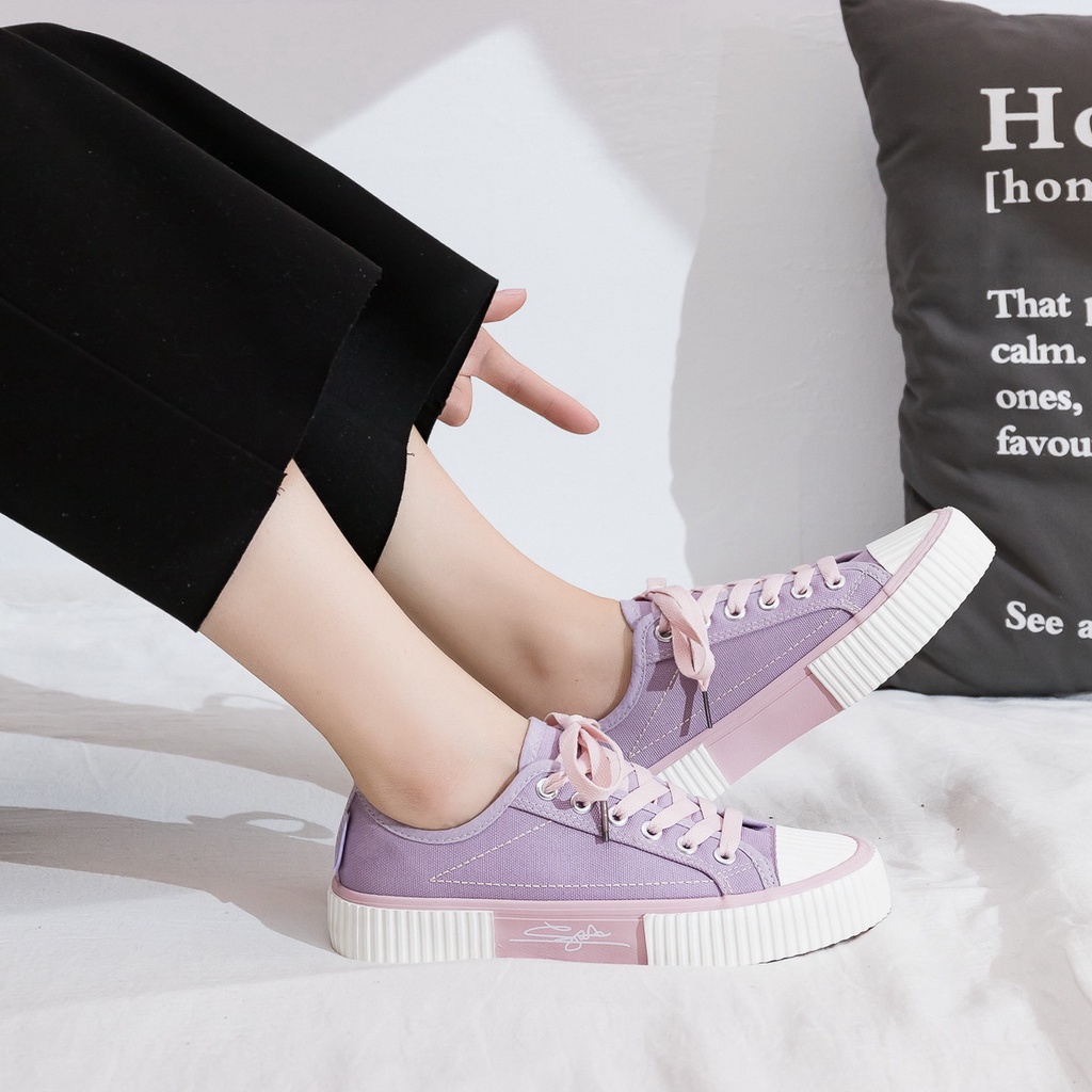 Brozzy Sepatu Sneakers Wanita Casual Kanvas Original Why Bear F26 F25 COD Gratis Ongkir Import  Senam cewek Terbaru Joging-7