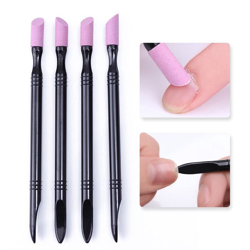 Double-end Quartz Nail Pen Pusher Trimmer Nail Art Alat Batang Gerinda Perawatan Kuku Set Kutikula Remover Quartz Polishing Pen Bisa Dicuci Kulit Mati