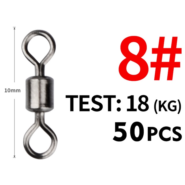 (50 Pcs) (Ball Bearing Swivel Konektor Umpan Pancing) (Barrel Swivel