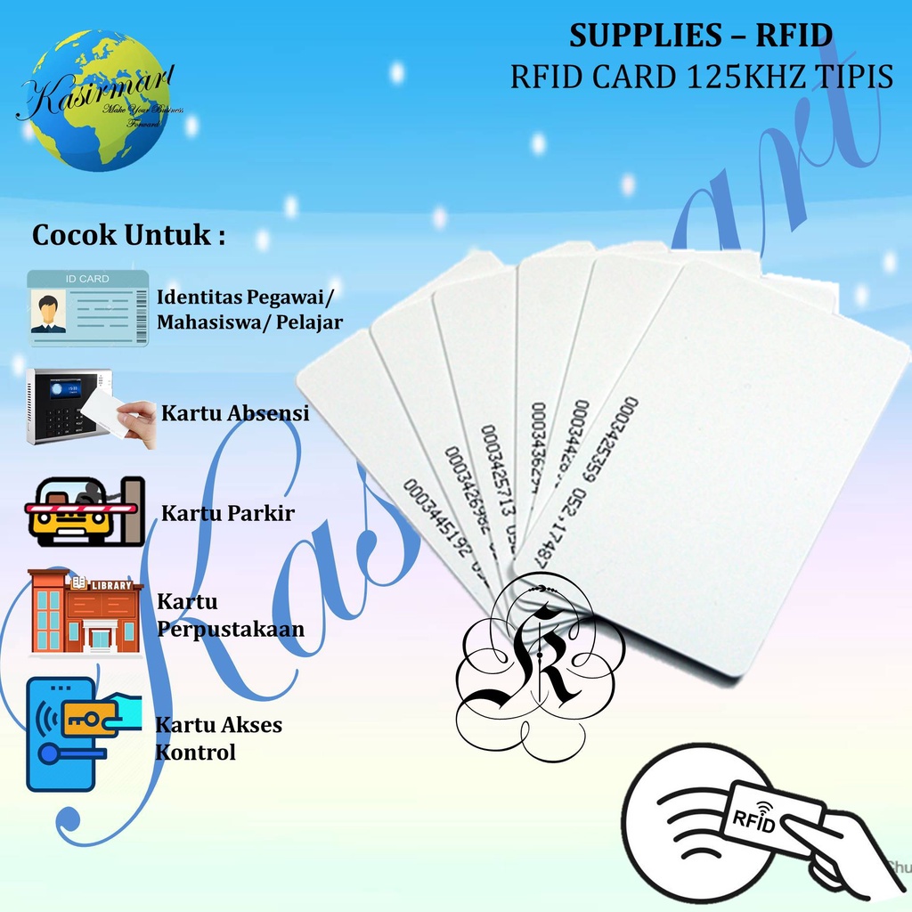 (MIN 10PC) KARTU RFID 125khz / RFID CARD 125khz / Kartu Proximity Read Only