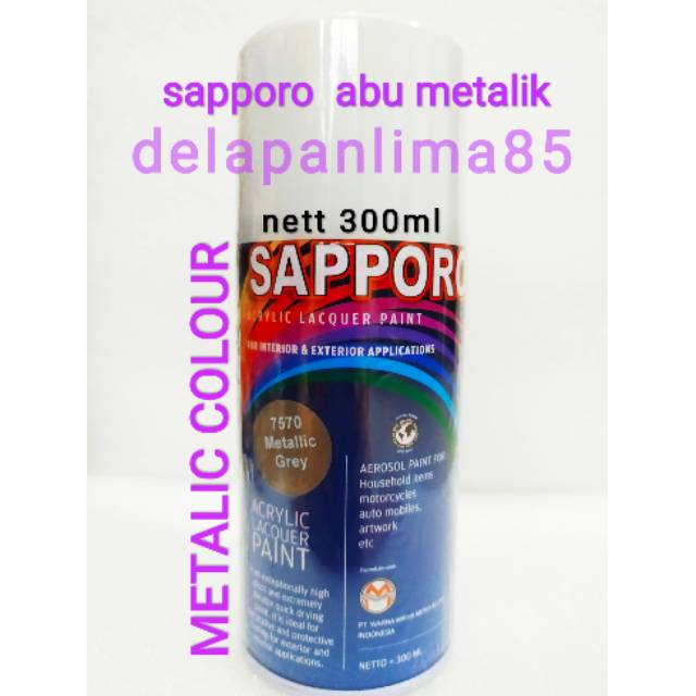 Sapporo Paint Metalik Grey 7570/abu/abu metalik/metalik abu/cat semprot/pylox/pilox/pilok/sepeda